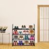 Black Four Tier Shoe Rack Shelf Storage Organizer, 2 pc set