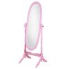 Traditional Queen Anna Style Wood Cheval Mirror, Pink Finish