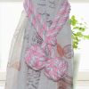Pink & White Knitting Cotton Knot Tassel Buckle Tieback , 2 Pc