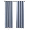 Blackout Curtains with Rings 2 pcs Gray 54"x 95" Fabric