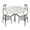 White Sintered Stone 53" Round Dining Table w/ 4 Metal Legs