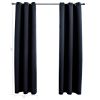 Blackout Curtains with Rings 2 pcs Black 37"x 63" Fabric