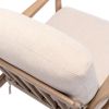 Tan Linen Wood Frame Mid Century Modern Accent Chair