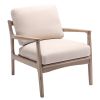 Tan Linen Wood Frame Mid Century Modern Accent Chair