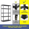 Gray 5 Tier Heavy Duty Metal Shelving Unit 72H X 47W X 23D