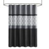 Grey and Black Embroidered and Pieced Shower Curtain, 72"