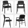 Black Faux Leather Home Office Chair with Armrests, Set of 2