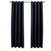 Blackout Curtains with Rings 2 pcs Black 54"x 63" Fabric