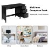 Black 3-Drawer Home Computer Desk with Spacious Desktop