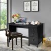 Black 3-Drawer Home Computer Desk with Spacious Desktop