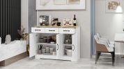 White Farmhouse Buffet Cabinet with 3 Drawers and 3 Doors