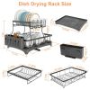 Dish Drying 2-Tier with Drainboard, Utensil Holder, & Cup Rack