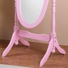 Traditional Queen Anna Style Wood Cheval Mirror, Pink Finish