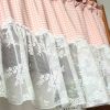 Pink/Lace -Short Kitchen Curtain, Half Window 51 x 23.6