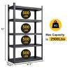 Gray 5 Tier Heavy Duty Metal Shelving Unit 72H X 47W X 23D