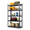 Gray 5 Tier Heavy Duty Metal Shelving Unit 72H X 47W X 23D