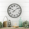 Black Mainstays 20" Round Farmhouse clock w/ Arabic Numbers