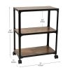 Black Charm 3 Shelf Mobile Kitchen Serving Cart