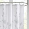 Aqua and Grey Floral Printed Burnout Shower Curtain 72" x 72"