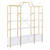 Gold Frame 4 tier Bookcase , Storage Cabinet, Display shelf, 78"
