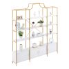 Gold Frame 4 tier Bookcase , Storage Cabinet, Display shelf, 78"
