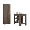 Dark Brown Ottawa 2 Piece Set, Kitchen Island + Pantry Cabinet