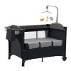 Grey 6-1 Foldable Baby Crib with Activity Center and a Lot More