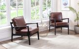 Brown Wood Frame, Mid Century Modern Accent Lounge Chair