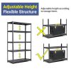 Gray 5 Tier Heavy Duty Metal Shelving Unit 72H X 47W X 23D
