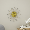DecMode Gold Metal Glam Clock, 14" Features Starburst Design