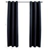 Blackout Curtains with Rings 2 pcs Black 37"x 95" Fabric