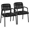 Black Faux Leather Home Office Chair with Armrests, Set of 2