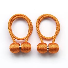 Magnetic Rope Ball Curtain Holder Tiebacks Rods, 2 pcs. (Color: Orange)