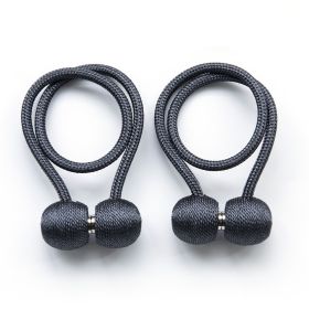 Magnetic Rope Ball Curtain Holder Tiebacks Rods, 2 pcs. (Color: dark grey)