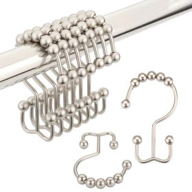 Double Rolling Shower Curtain Hooks Stainless Steel,12Pc (Color: Matte Nickel)