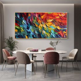 Oil Painting Original Colorful Feathers On Canvas Large Wall Art (Style: 01, size: 50x100cm)