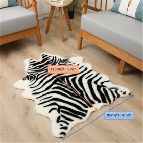 Durable Faux Cowhide / Zebra Rug - Washable, Low-Pile (Color: Black And White Zebra, size: 33.46*43.31inch)