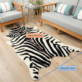 Durable Faux Cowhide / Zebra Rug - Washable, Low-Pile (Color: Black And White Zebra, size: 47.24*70.87inch)