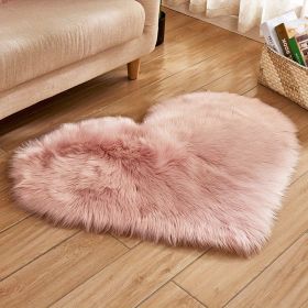 Fluffy Heart Shape Shaggy Area Rug, Solid Color 20 x 24 (Color: pink, size: 19.69*23.62inch)