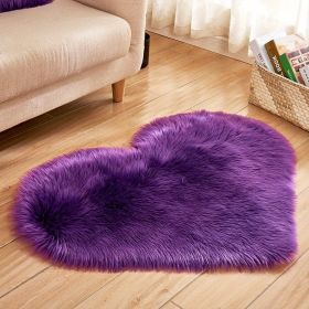 Fluffy Heart Shape Shaggy Area Rug, Solid Color 20 x 24 (Color: Purple, size: 19.69*23.62inch)