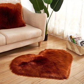Fluffy Heart Shape Shaggy Area Rug, Solid Color 20 x 24 (Color: coffee, size: 19.69*23.62inch)
