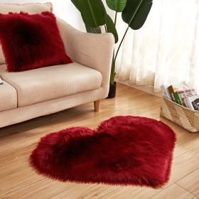 Fluffy Heart Shape Shaggy Area Rug, Solid Color 20 x 24 (Color: Burgundy, size: 19.69*23.62inch)