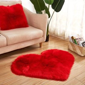 Fluffy Heart Shape Shaggy Area Rug, Solid Color 20 x 24 (Color: Red, size: 19.69*23.62inch)