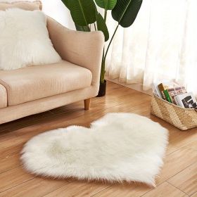 Fluffy Heart Shape Shaggy Area Rug, Solid Color 20 x 24 (Color: White, size: 19.69*23.62inch)