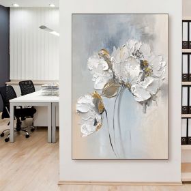Fancy Large White Flower Abstract Painting On Canvas, Wall Art (Style: 01, size: 150X220cm)