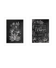 White "Vintage Flowers in Bloom" 2 pc by HOUSE FENWAY (Option: Color)
