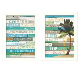 White Framed "Live in the Present Collection" 2 pc By Marla Rae (Option: Color)