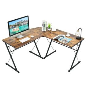 Black or Brown L-Shaped 59" Corner Computer Desk workstation (Color: Brown)