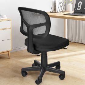 Blue or Black Armless Computer Chair, w/ Height Adjustment (Color: black)
