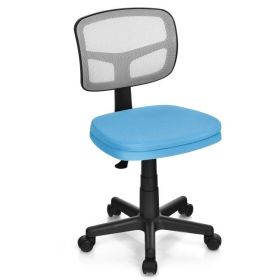 Blue or Black Armless Computer Chair, w/ Height Adjustment (Color: Blue)